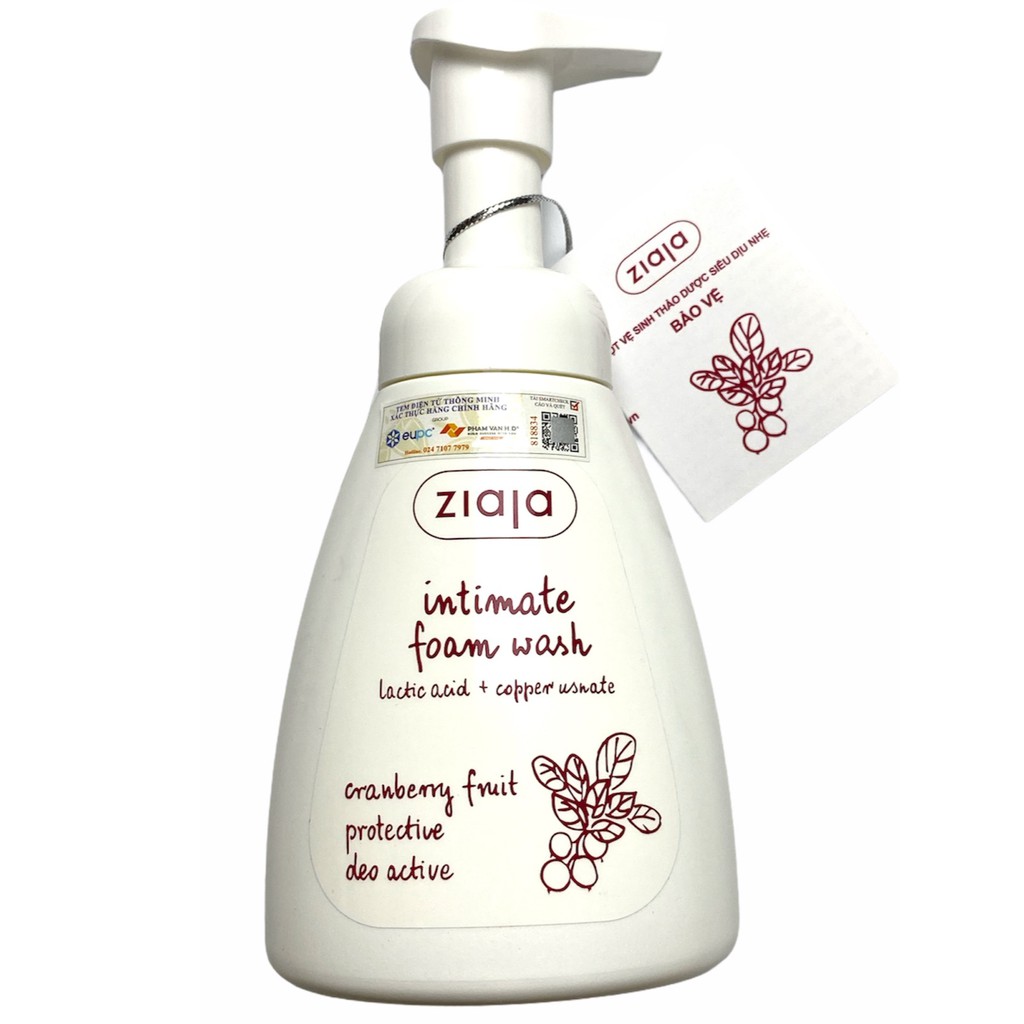 Bọt Vệ Sinh Thảo Dược Siêu Dịu Nhẹ Bảo vệ Ziaja Intimate Foam Wash Cranberry Fruit Protective 250ml