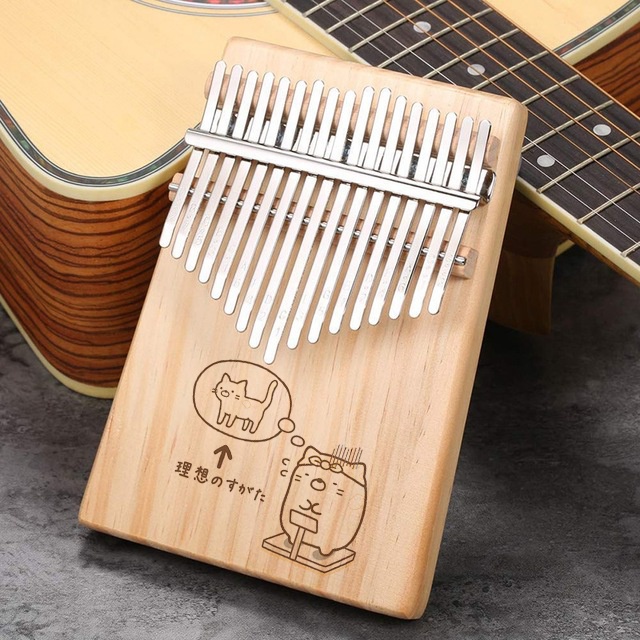 Đàn kalimba gỗ thông 17 phím khắc nốt, nhiều hình cute, đầy đủ phụ kiện Tonic LZ001- Hàng chính hãng