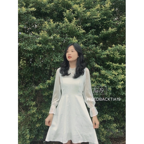 [Mã FAMARAL1 giảm 10K đơn 50K] Váy trắng dài tay pha voan Tia19 . Đầm nữ trắng dáng xoè đẹp ulzzang | BigBuy360 - bigbuy360.vn
