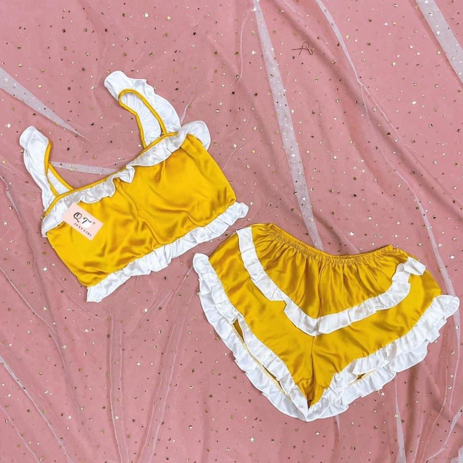 Đồ Ngủ Sexy 2 Dây Viền Bèo Có Mút Ngực, Sau Áo Có Bo Chun Ôm Eo, Chất Liệu Satin Lụa, Đủ 8 Màu Cho Nàng Lựa có video | BigBuy360 - bigbuy360.vn