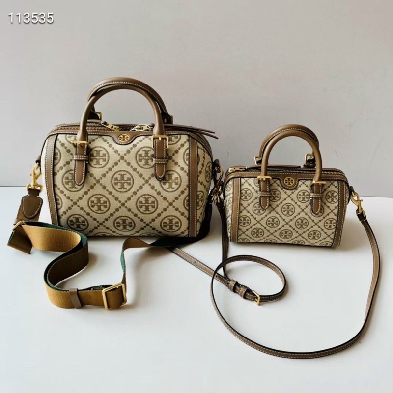 Túi Tory burch dáng trống, hoạ tiết vải bố hot trand TB