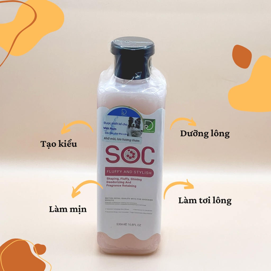 Sữa tắm cho chó SOC 530ml poodle, lông trắng, lông tối màu - Sữa tắm chó mèo