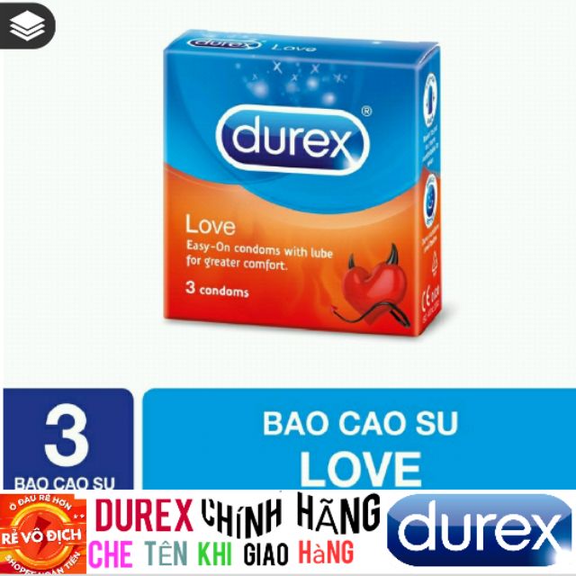 [ SIÊU RẺ ] Bao cao su Durex Love 3 bao [ SHOP YÊU THÍCH ]