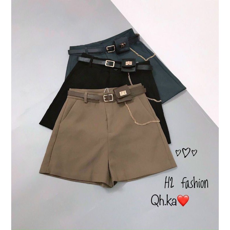 Quần sooc vải kèm đai ví dây xích hàng QCL1