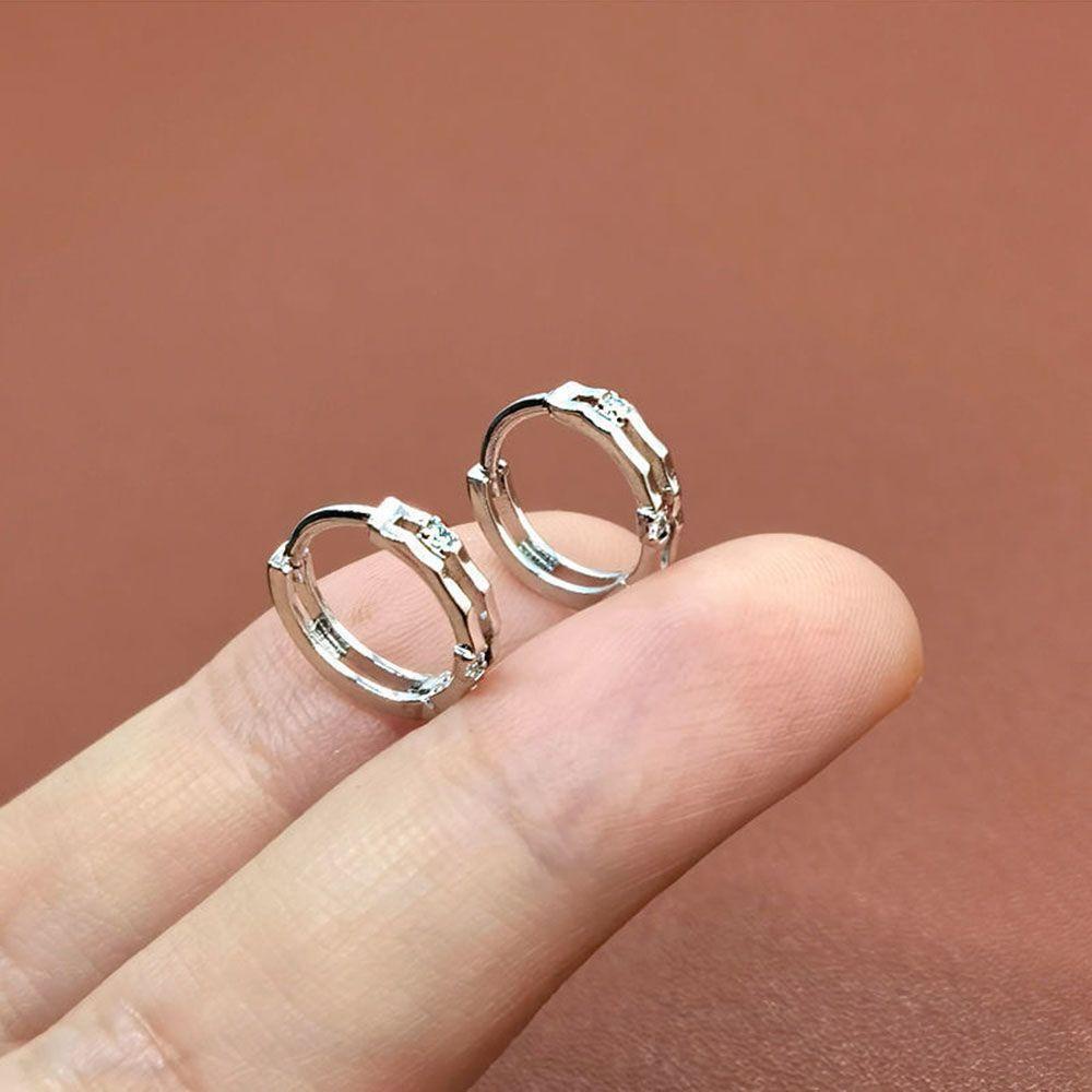 Khuyên Tai Tròn Nhỏ Thời Trang Không Gây Dị Ứng|Nhẫn Đính Đá Zirconia Nhiều Màu Sắc