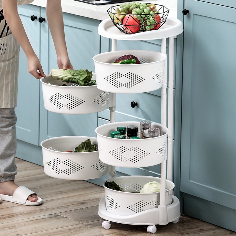 Kệ Đựng Đồ Dùng Nhà Bếp / Tắm 3 / 4 / 5 Tầng Có Bánh Xe Kéo Đa Năng Tiện Dụng
