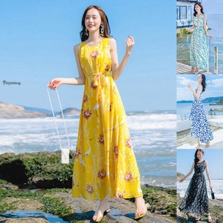 Đầm Maxi Chiffon Họa Tiết Hoa Phong Cách Boho