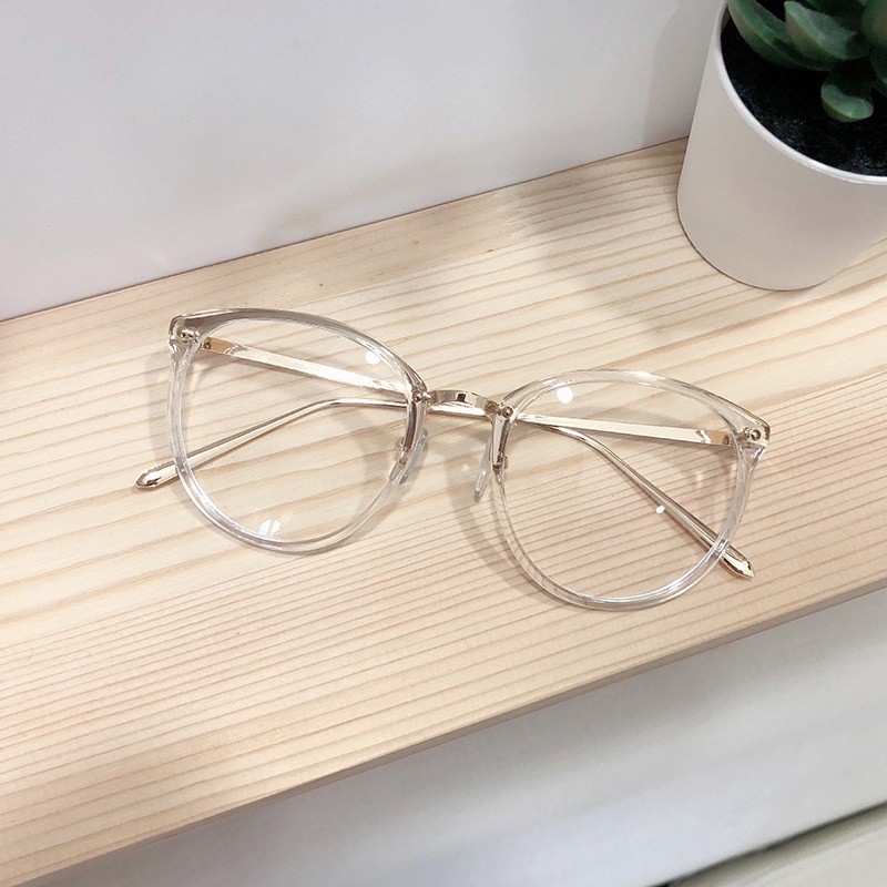 Kính giả cận nam nữ gọng tròn mắt kính không độ chống tia UV đẹp cute giá rẻ, kính mát thời trang 019