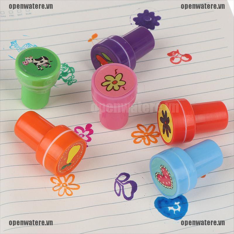 OPENE 5Pcs self-ink cartoon rubber stamps toy diy scrapbook gift educational toy VN
