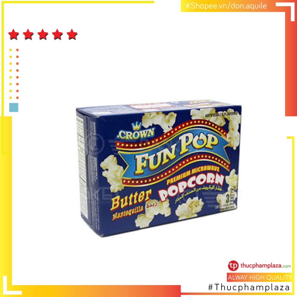 Ngô nổ Crown Fun Pop hộp 3 túi 297g