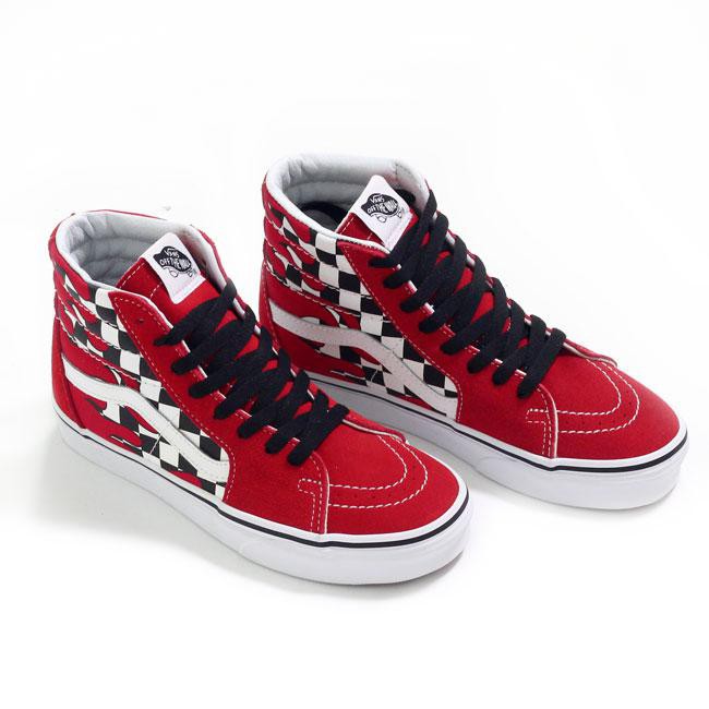 vans high top checkered flame
