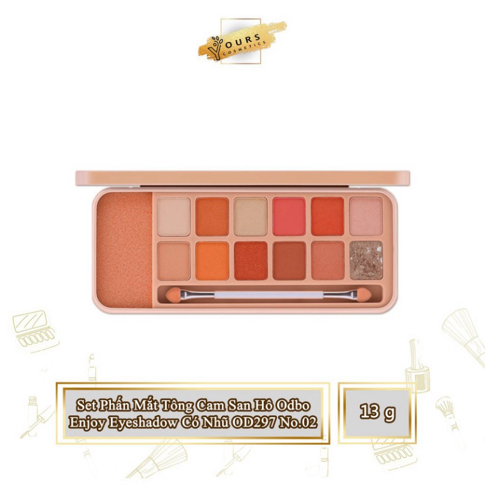 [Auth Thái] Bảng Phấn Mắt Tông Cam Đào Odbo Enjoy Eyeshadow Có Nhũ OD297 No.02 U30