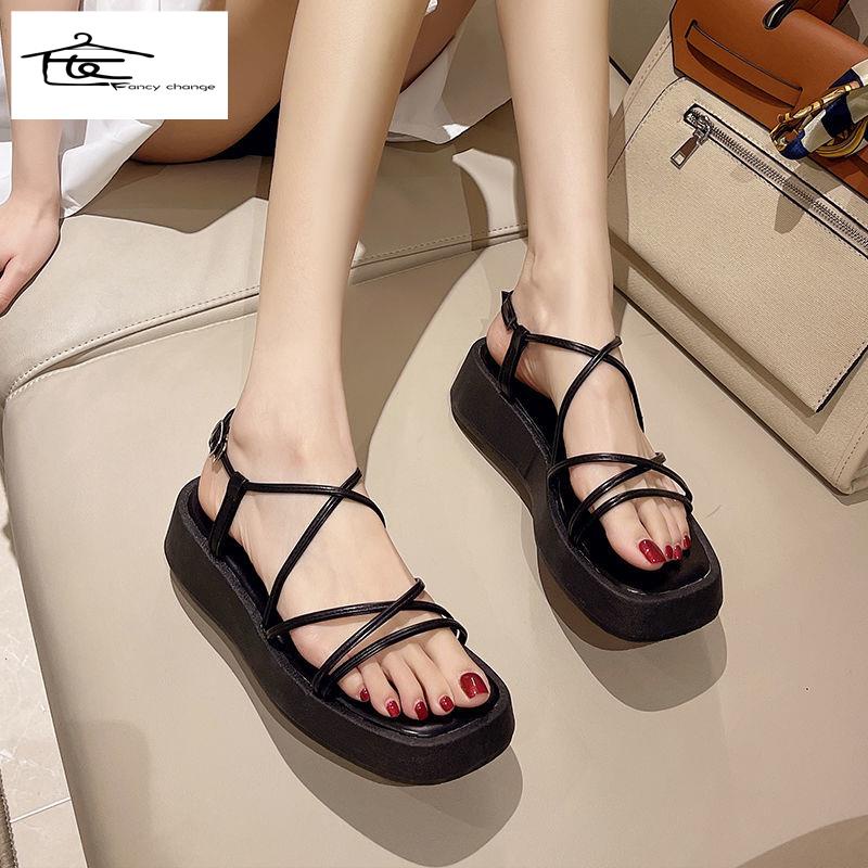 Giày Sandal Đế Dày Quai Chéo Hở Ngón Thời Trang Mùa Hè Dành Cho Nữ