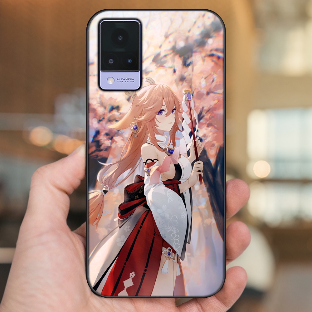 Ốp lưng Vivo V21 viền đen in hình Yae Miko Genshin Impact