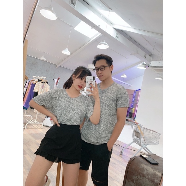 Áo phông đôi cộc tay Nam Nữ cổ tim dáng rộng IMES SHOP hàng Freesize chuẩn chất phông VNXK | BigBuy360 - bigbuy360.vn