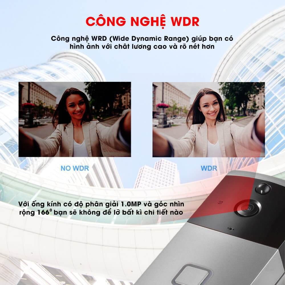 Camera chuông cửa không dây wifi VDB06N10 (Tặng kèm Pin + Chuông )