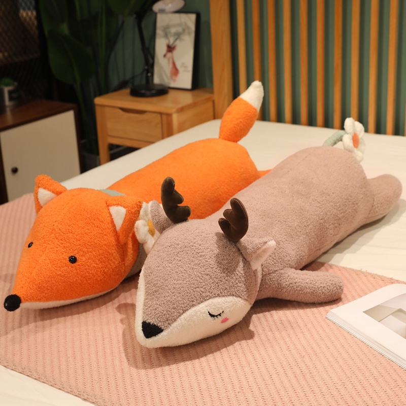 Gối Ôm Nhồi Bông Dáng Dài Thiết Kế Hình Gấu Trúc/Voi/Cáo Dễ Thương Cho Bé