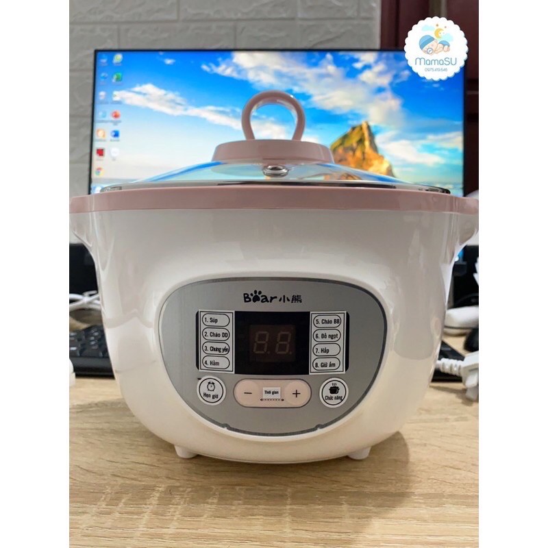 NỒI NẤU CHÁO, NINH, HẦM, HẤP CÁCH THUỶ 4 IN 1 BEAR loại 1,6L 1 Thố PAS Bị Vỡ nắp sứ