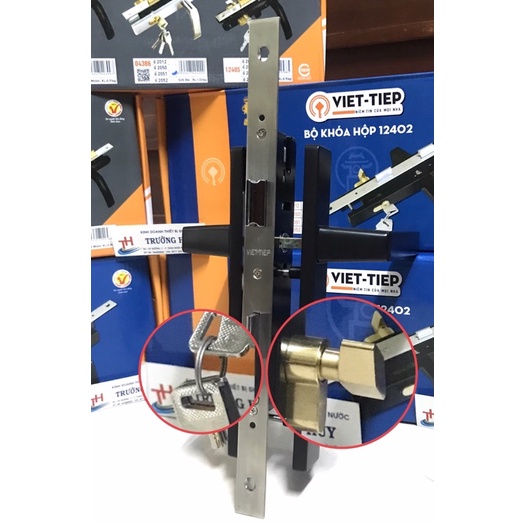 Mới Khoá cửa tay gạt Việt Tiệp 012402 dùng cho cử Xingfa thay thế khoá Kimlong - Bảo hành 2 năm