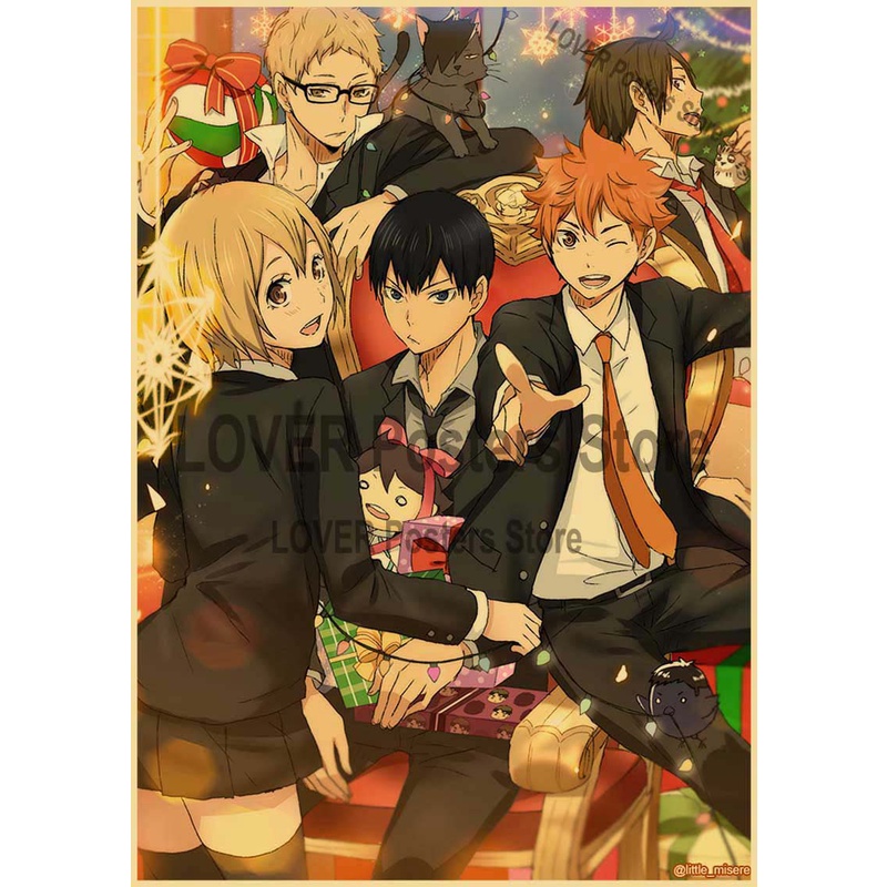 Tranh Treo Tường Hình Cầu Thủ Bóng Chuyền Haikyuu Poster Phim Hoạt Hình Nhật Bản