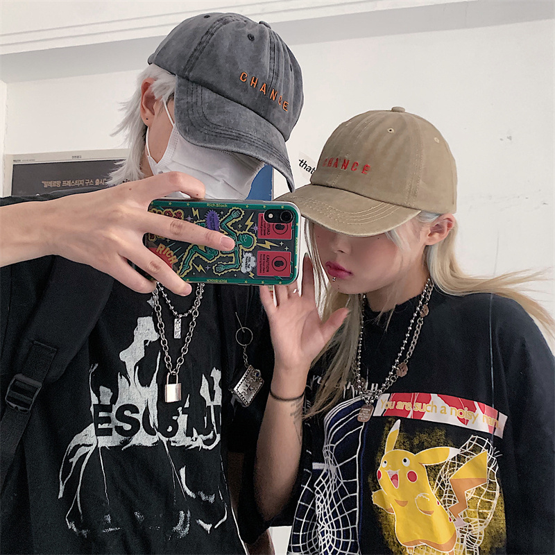 Mũ Lưỡi Trai Màu Trơn Thêu Chữ Phong Cách Hip Hop