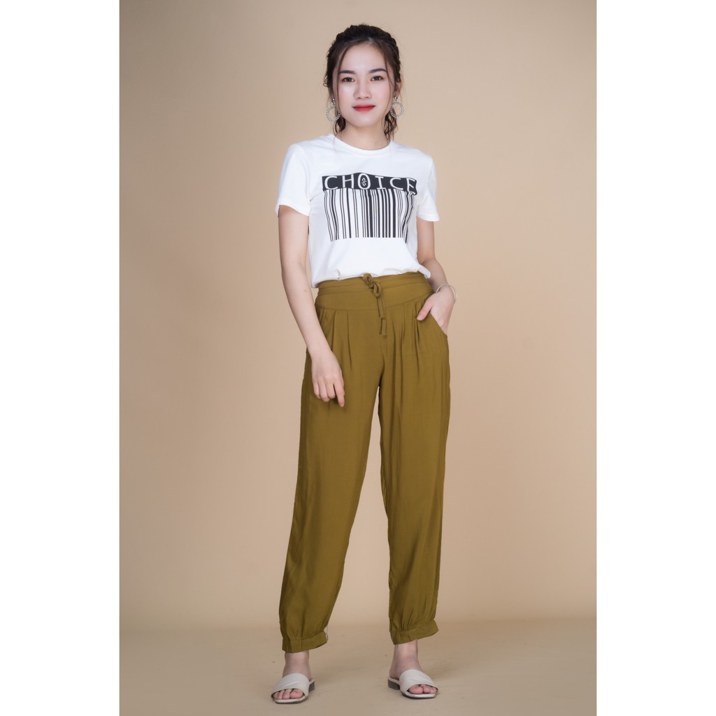 Quần Alibaba nữ lanh màu trơn VT Q07.2001 - Mặc thoải mái, thoáng mát | BigBuy360 - bigbuy360.vn