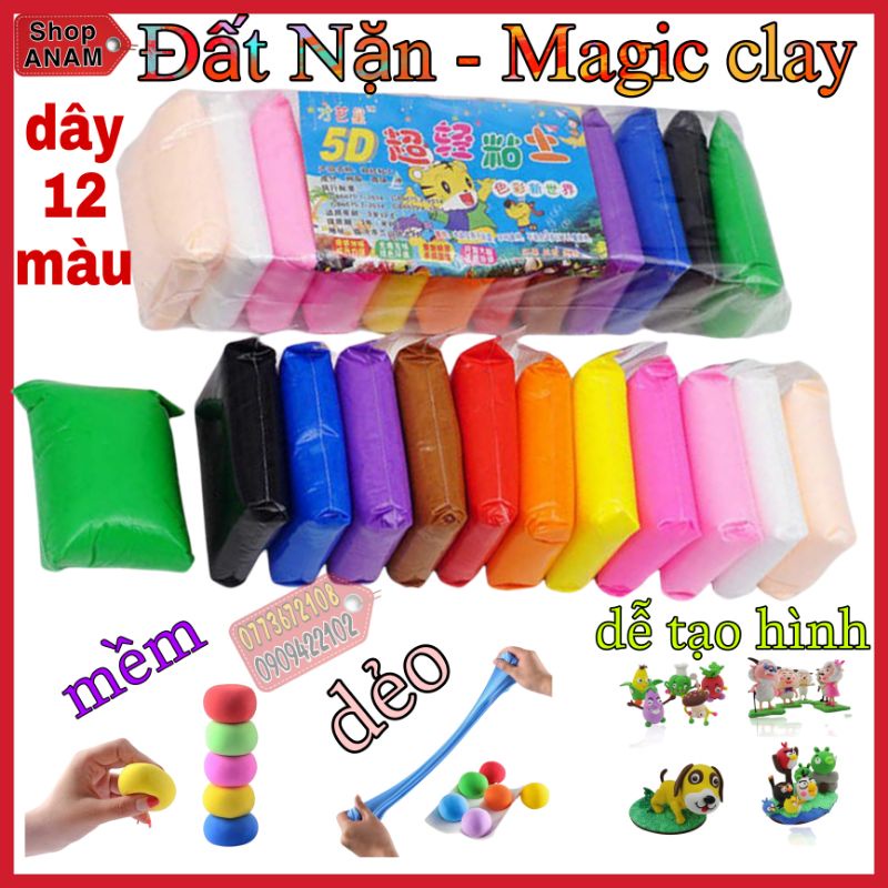 Đất sét nhật , Cát động lực , Magic clay 12 màu