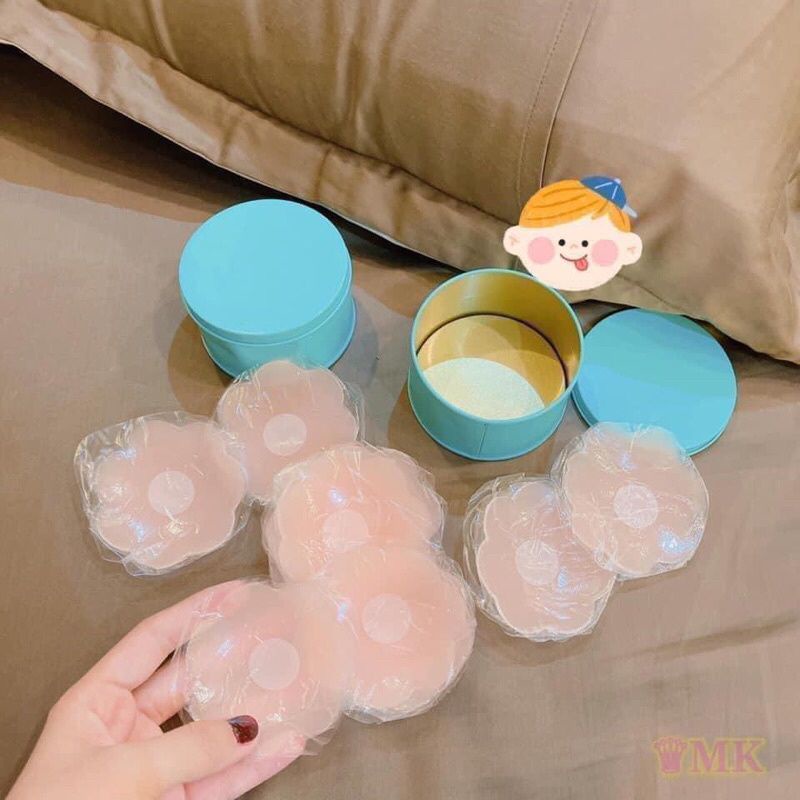 ( Miếng dán ngực) Hộp 10 miếng dán ngực Silicon dùng lại được nhiều lần PK011