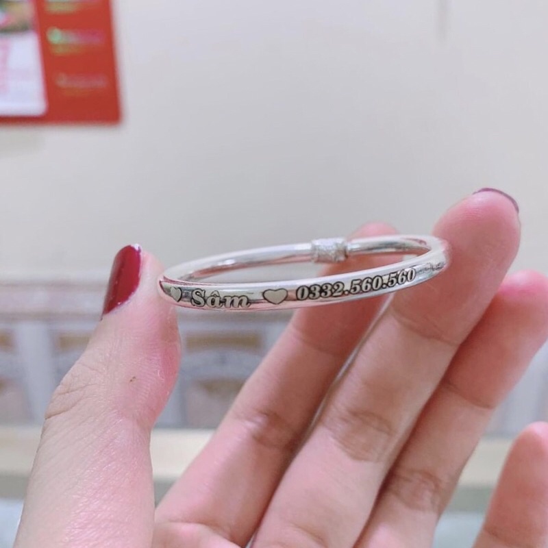 VÒNG TAY TRÒN KHẮC TÊN CHO BÉ- VÒNG BẠC KHẮC THEO YÊU CẦU THÂN TRÒN TRƠN