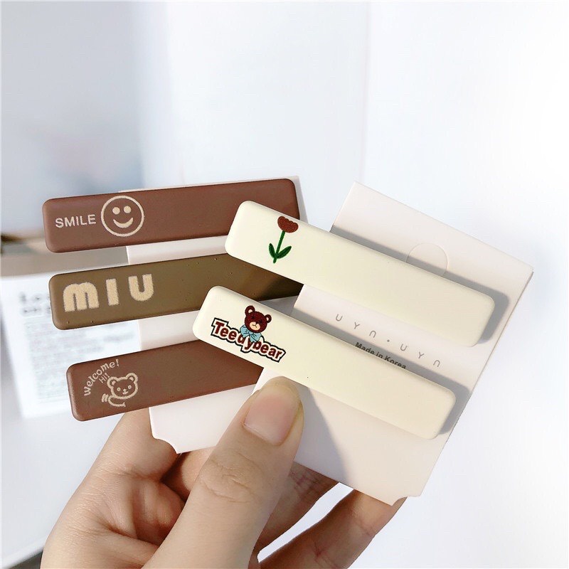 Kẹp tóc gấu thỏ hoa màu trà sữa ngọt ngào dễ thương hot trend Hàn Quốc Tatitava
