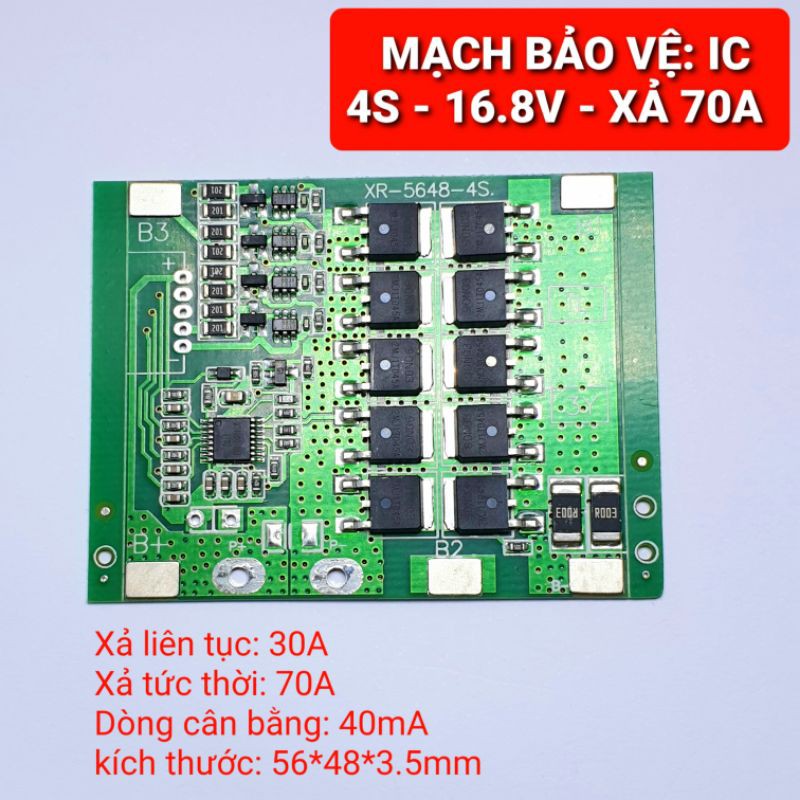 MẠCH BẢO VỆ PIN 4S-16.8V  XẢ 40A CÓ NGẮT QUÁ DÒNG VÀ XẢ QUÁ MỨC -HỆ PIN 3.7V