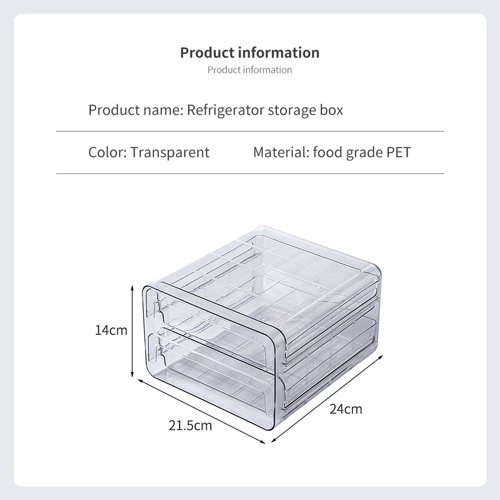 Ngăn kéo JUJIAJIA trong suốt hai lớp sắp xếp giữ tươi thực phẩm cho tủ lạnh