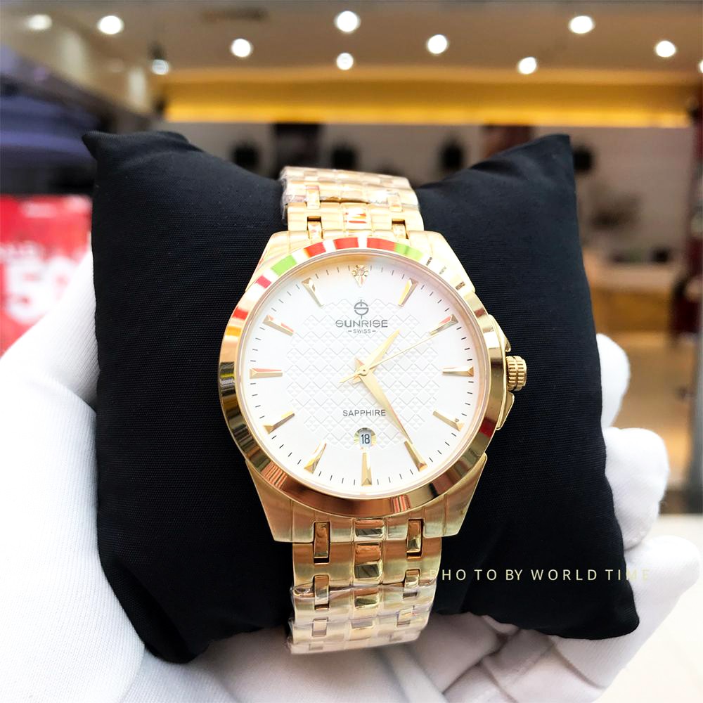 Đồng hồ nam sunrise dây thép DM786swa chính hãng full box  sapphire chống xước , chống nước, bảo hành 3 năm