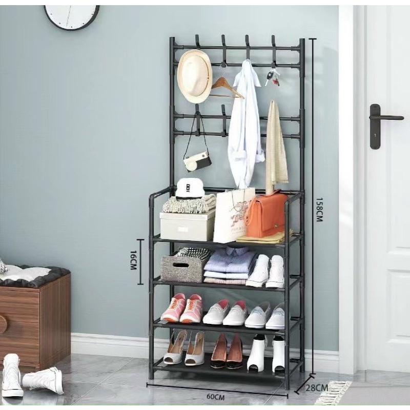 KỆ ĐỂ GIÀY DÉP KÈM MÓC TREO QUẦN ÁO ĐA NĂNG MẪU MỚI 2022.PM