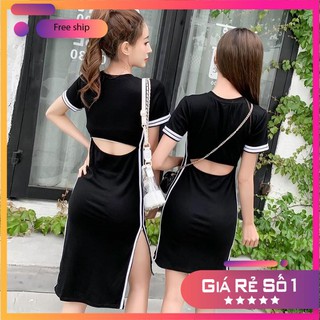 Váy suông kẻ sọc hông tay ngắn cực xinh