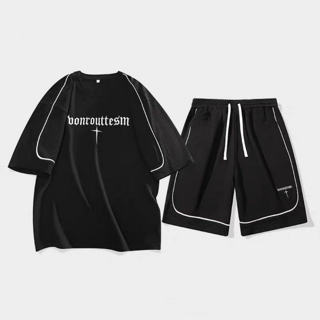 Bộ Quần Áo Thể Thao Nam Mùa Hè Unisex, Hình Thêu Sắc Nét, Phong Cách Cao Cấp