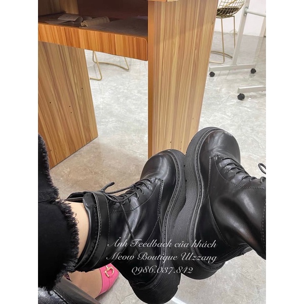 Giày bốt cổ cao đai siêu chất hot trend hack dáng dễ phối đồ ulzzang Hàn Quốc có ảnh thật