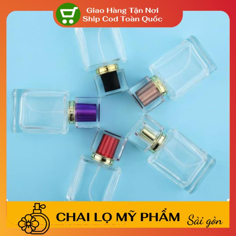 Lọ chiết nước hoa 50ml,30ml hình chữ nhật đựng dầu thơm, phụ kiện du lịch