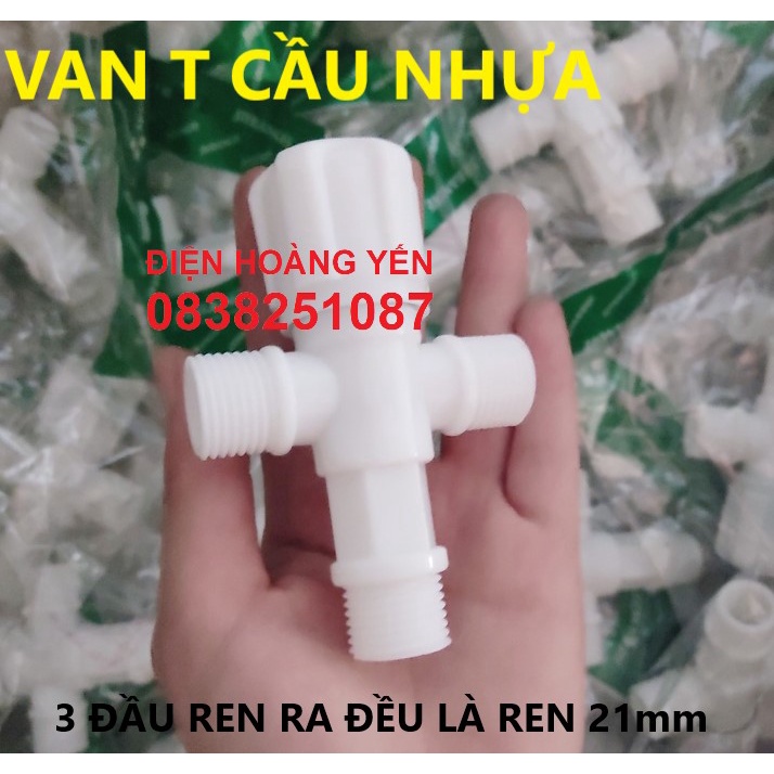 VAN CÓ KHÓA CHIA 2 NHÁNH Van T chia nước bồn cầu nhựa-van khóa giảm áp lực nước