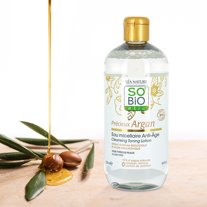 NƯỚC TẨY TRANG DẦU ARGAN HỮU CƠ SO'BIO ESTIC ARGAN ANTI-AGE MICELLAR WATER 500ML CHÍNH HÃNG - 9246