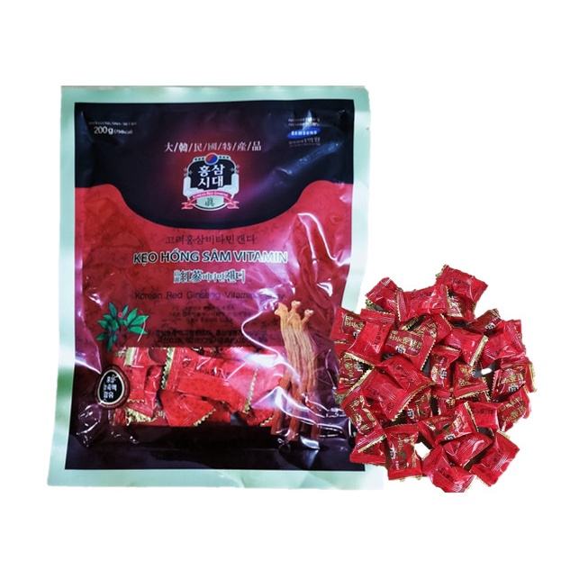 Kẹo Hồng Sâm Vitamin Hàn Quốc 200g (Đóng Gói VN)