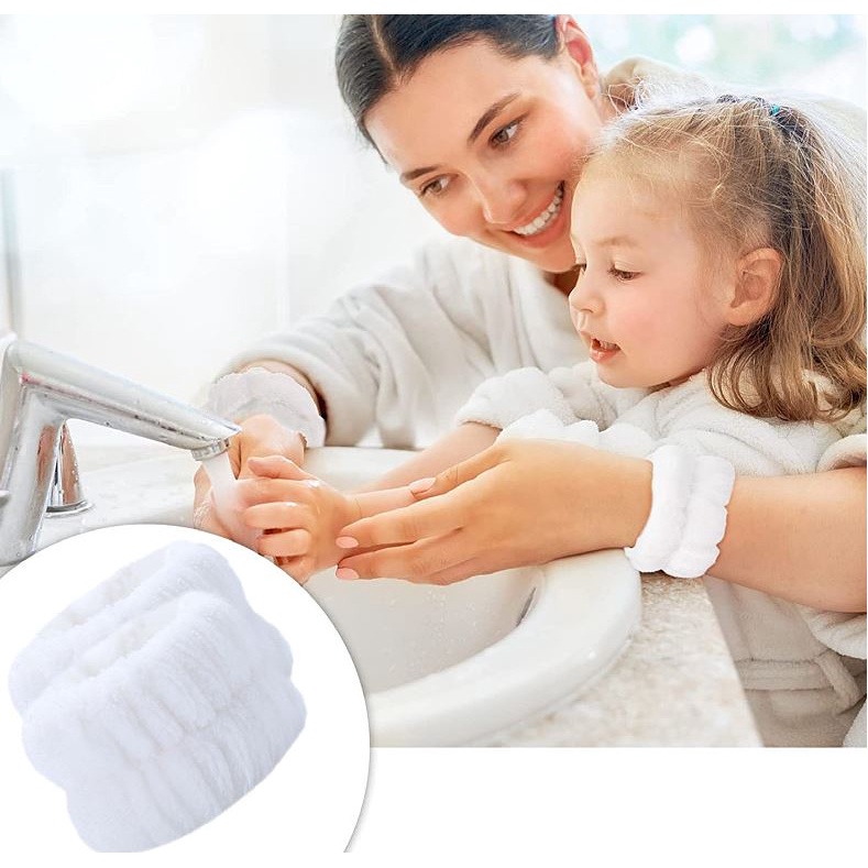 Bộ 2 Băng Quấn Cổ Tay Thấm Hút Nước Ngăn Ngừa Vi Khuẩn Khi Rửa Mặt