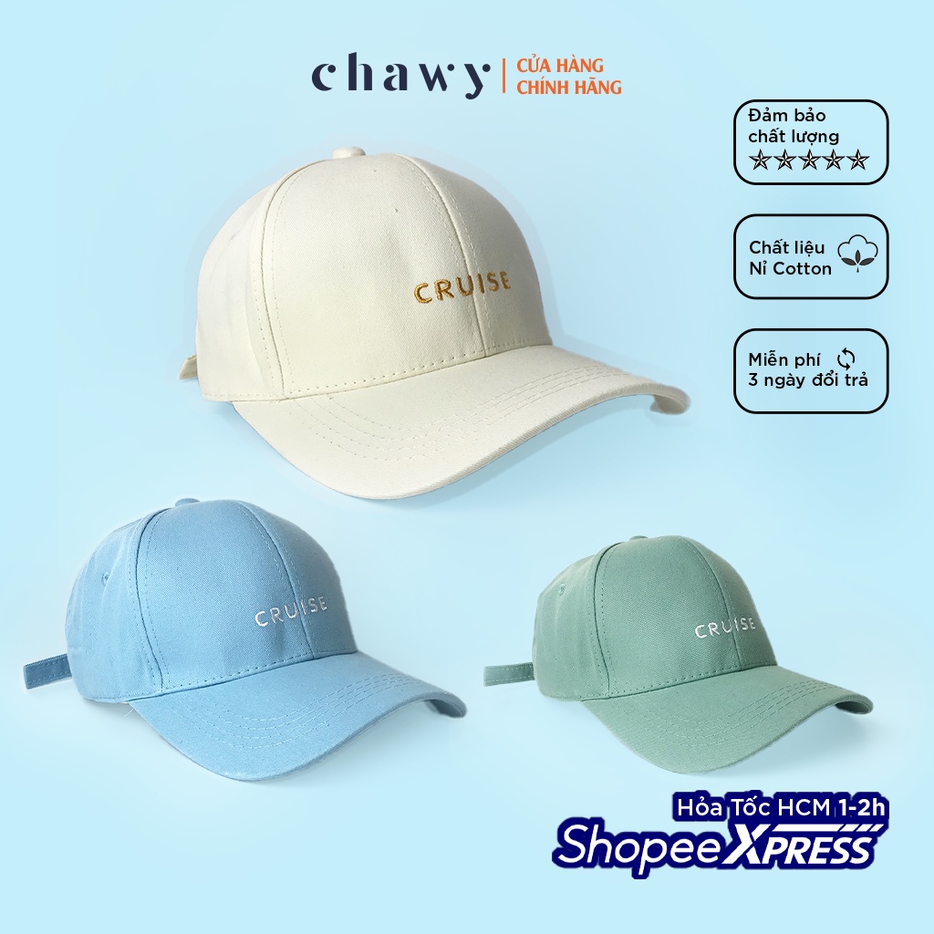 Mũ lưỡi trai cotton unisex, Nón kết nam nữ thêu chữ CRUISE phong cách Ulzzang Chawystore - K43