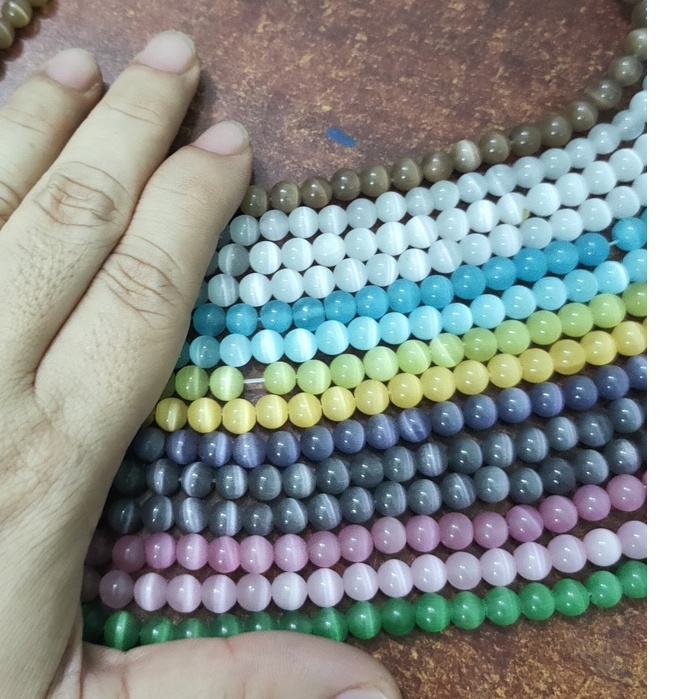 10 viên đá thiên nhiên 6mm nhiều màu làm vòng (đá mắt mèo)