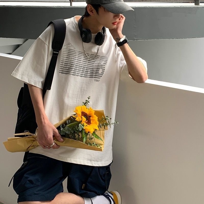 Áo Thun Cotton Ngắn Tay In Chữ Thời Trang Mùa Hè Dành Cho Nam