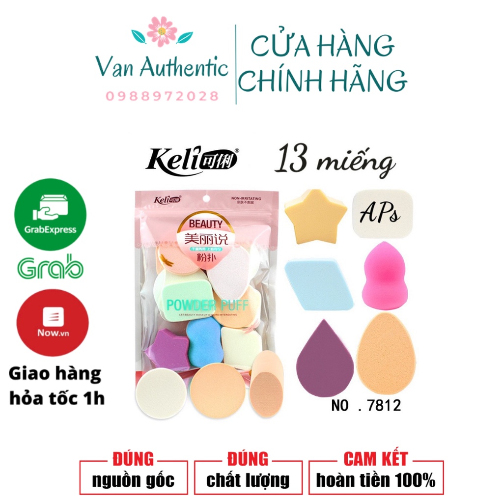 Set 13 bông mút trang điểm Keli