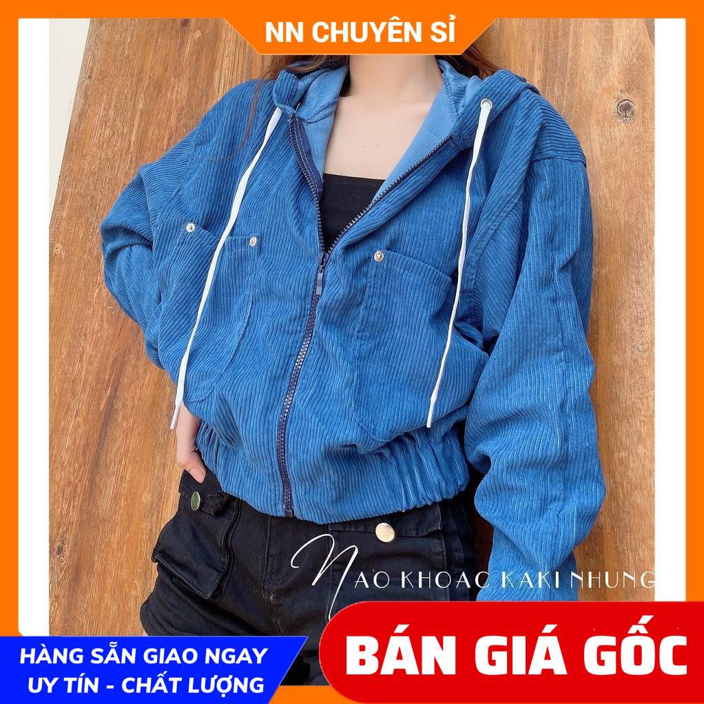 Áo khoác nữ chống nắng chất kaki nhung gân tăm phối màu thêu họa tiết dễ thương TP41