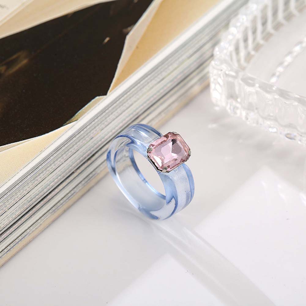 Nhẫn nhựa resin trong suốt nhiều màu phong cách dễ thương thời trang cho nữ