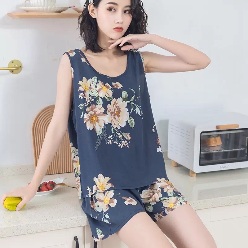 Bộ lanh mặc nhà Bộ đồ ngủ nữ mặc nhà sát nách chất vải lanh cotton thoáng mát nhiều màu CiCi | BigBuy360 - bigbuy360.vn