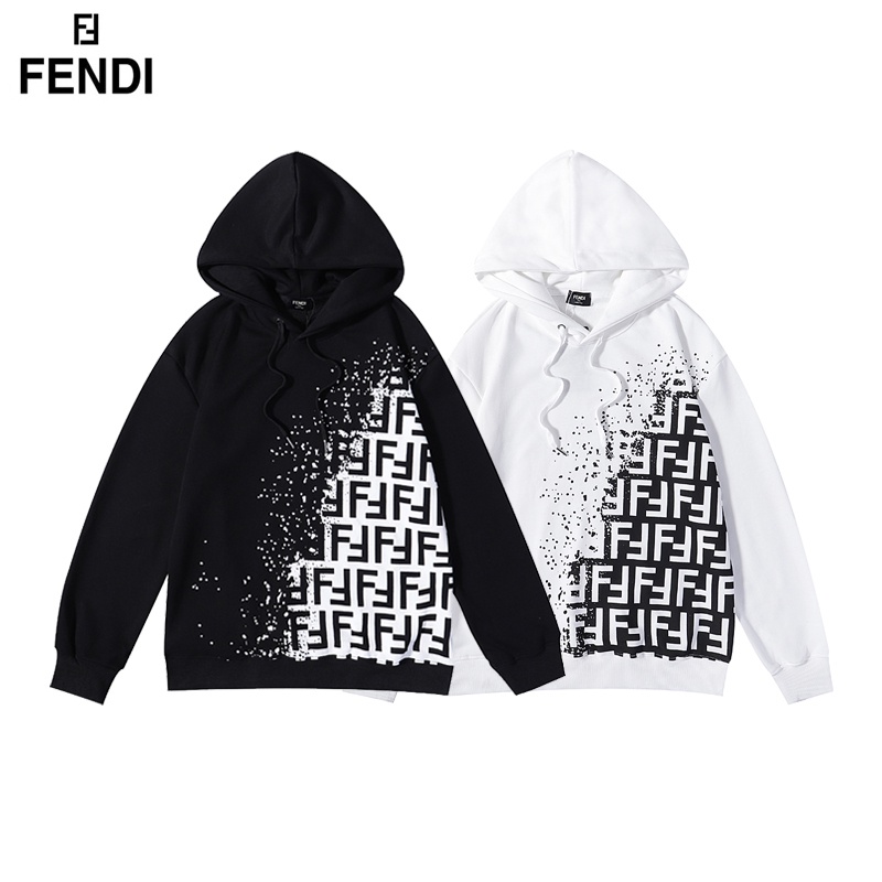 Áo Hoodie Tay Dài Vải Cotton In Logo Fendi Kiểu Cổ Điển Cá Tính Cho Các Cặp Đôi